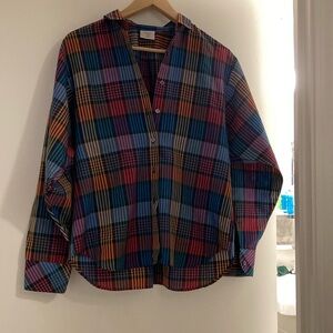 Jewel Tone Plaid Long sleeve Button Down Shirt